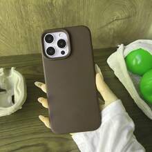 优质棕色 TPU 混合液态硅胶手机壳 - 防泛黄，触感柔软，适用于 - 棕色 - 查看 2