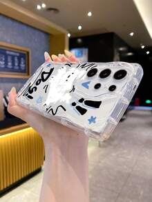 1pc Minimalist Escaping Dog Pattern Cream Marble Texture Thick Anti-Fall Precise Hole Lens Protection Phone Case, Compatible With Iphone 17/17 Pro/17 Pro Max/17 Air/16/11/16 Pro/16 Plus/16 Pro Max/16e/15 Pro Max/13/14/12/11/7G/8P, Galaxy S26/S25/S25 Plus/S25 Ultra/A05/A05S/A06/A07/A16/A17/A23, Fashionable Choice For Users - Clear - View 6