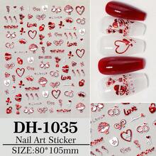 Red Rose Heart Nail Art Stickers, Flat With Adhesive Backing, DIY Nail Decals For Valentine's Day Atmosphere - Multicolor - View 8