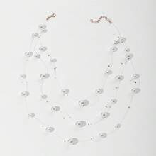 1pc Faux Pearl Tassel Sweater Chain, Multi-Layer Necklace Suitable For Women's Daily Wear - White - View 7