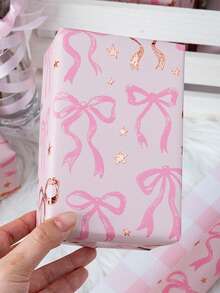 1/3/6 Rolls Pink Wrapping Paper, Cute Bow Design Gift Wrap, Double-Sided Plaid Pattern Suitable For Baby Shower, Birthday, Wedding - Multicolor - View 5