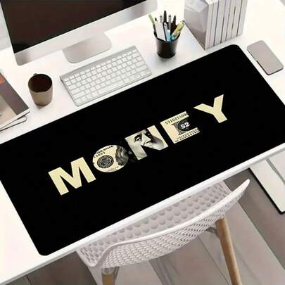 1pc Dollar Money Large Gaming Mouse Pad, Fashion Extended Desk Mat,Office Desk Accessories Non-Slip Stitched Edge Computer Mat ,Rubber Base Laptop Keyboard Pad For Home Office & Gamer,Durable And Spill-Resistant