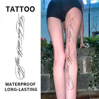 草本图案临时纹身贴纸，“爱与苦”设计，防水持久黑色临时纹身贴纸，角色扮演纹身贴纸，防水耐用逼真临时纹身贴纸，适用于背部、手臂和腿部，男女通用个性化装饰