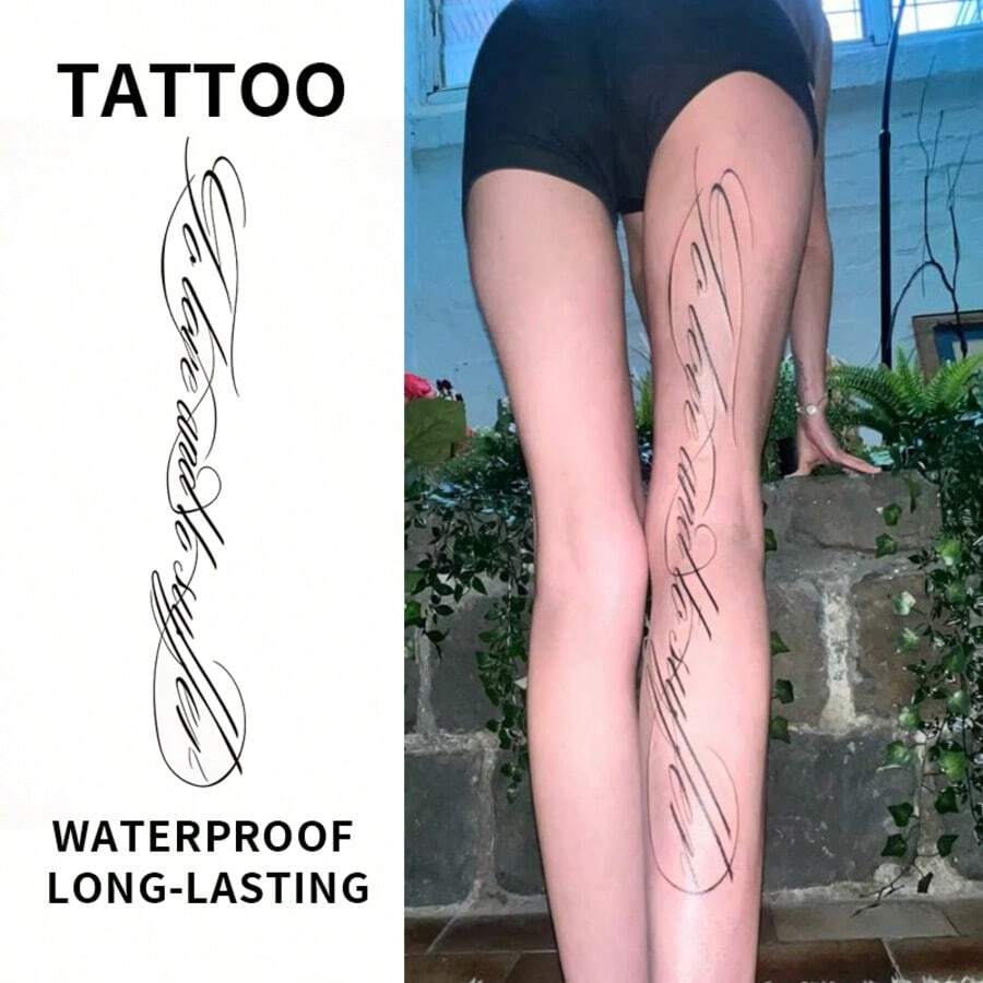 Tatuaje temporal a base de hierbas, diseño "Amar y sufrir", tatuaje temporal negro a prueba de agua y de larga duración, pegatina de tatuaje de cosplay, pegatina de tatuaje temporal realista y resistente al agua, aplicable en la espalda, el brazo y la pierna, decoración personalizada unisex