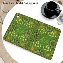 1个绿色花卉蝴蝶图案翻盖平板电脑保护套，带笔槽，兼容三星A9/A9+/S9/S9FE/A11/A11+/S11/S10 FE/S10 FE+/S10 Lite、苹果Air 5/6、荣耀、Matepad等热门机型，具备自动休眠/唤醒功能，适合返校季、情人节等场合。 - 彩色 - 查看 5