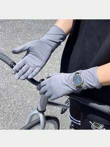 1 Pair UPF99+ Mid-Length Silky Sunscreen Gloves For Women, Summer Driving/Cycling Anti-Slip Touchscreen Protective Sleeves - A - View 5