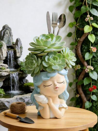 1pc Cute Highland Cow Resin Planter - Adorable Animal Shaped Succulent And Small Plant Pot, Suitable For Balcony, Railing, Lawn Edge Dream Garden Decor, Indoor Windowsill And Office Desk, Durable Resin Craftsmanship With Realistic Texture, Perfect Gift For Plant And Highland Cow Lovers