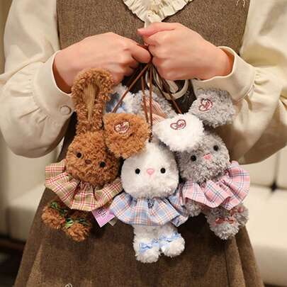 三色逼真毛绒兔子玩偶，栩栩如生的动物摄影道具，聚酯纤维兔子摆件，适用于感恩节、圣诞节、新年、情人节、母亲节、狂欢节、复活节、家居、办公室、汽车、户外装饰，是送给孩子的完美复活节礼物