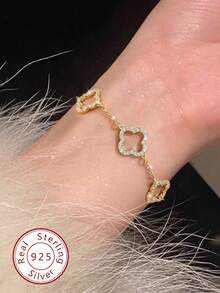 1件装时尚女士四花手链，情人节、生日、送给母亲、女友、女儿的惊喜礼物 - 四葉草手鍊 - 查看 1