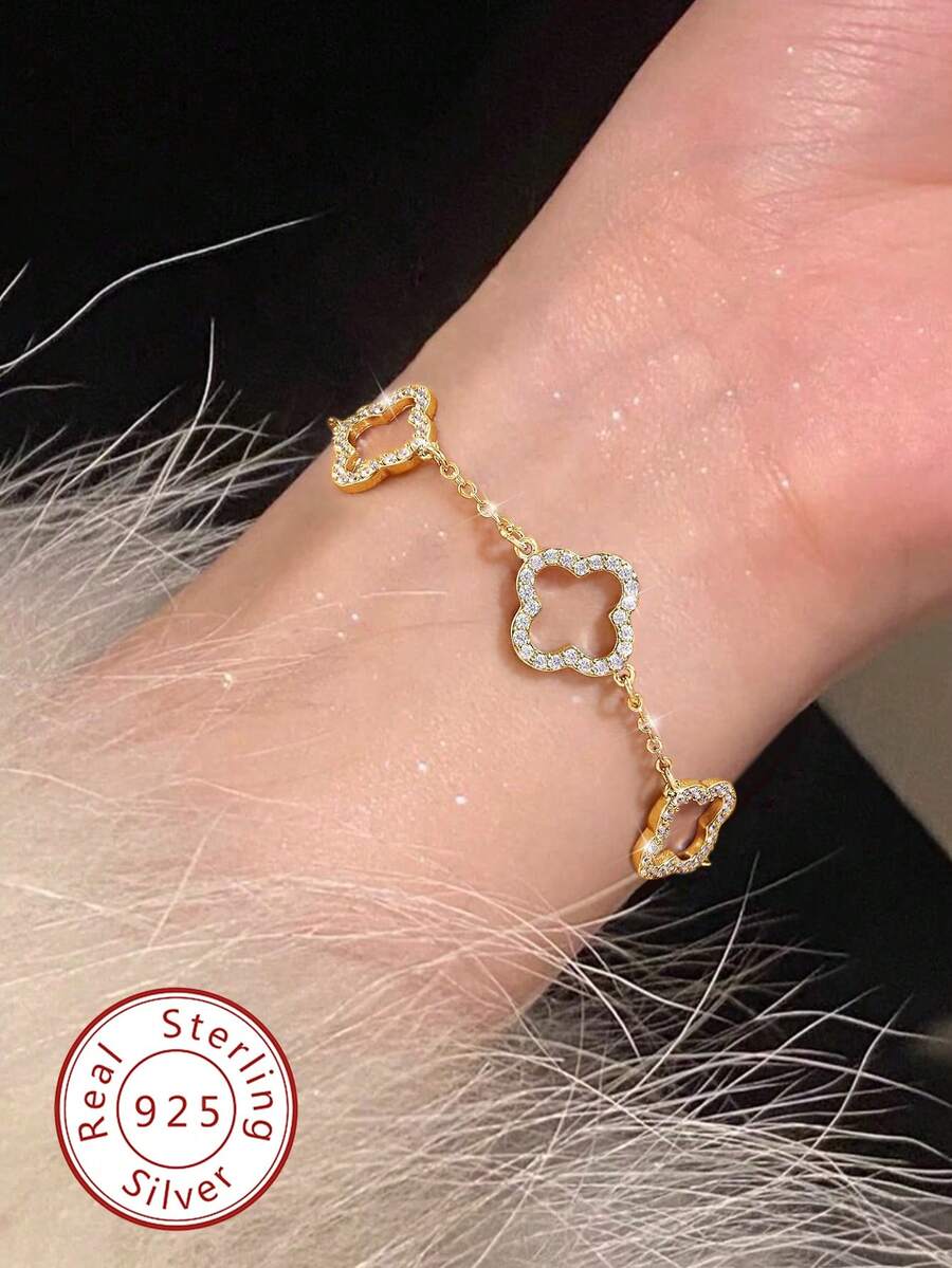 1件装时尚女士四花手链，情人节、生日、送给母亲、女友、女儿的惊喜礼物 - 四葉草手鍊 - 查看 1