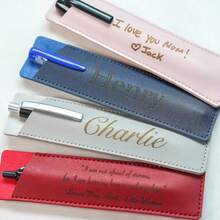 Leather Pen Case, Customized Leather Pen Pouch, Personalized Student Stationery Bag, Minimalist Ballpoint Pen Bag, Pencil Case, Pen Holder, Single Pencil/Pen Protective Sleeve Pouch, Suitable For Students, Teachers, Schools, Offices, Nurses - Multicolor - View 3