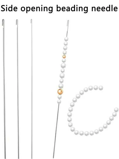 4 Packs Beading Needles For Jewelry Making, 4 Thickness Styles Beading Needles, Bead Threader, Needleless Beading Supplies For Beading Bracelets, Necklaces, DIY Handmade (Fine Needles) Comes With Storage Tube
