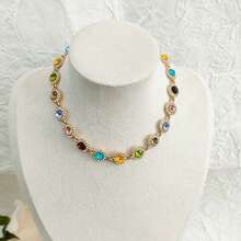 1pc 18K Gold Plated Bohemian Style Fashionable Sexy Full Zirconia Stone Necklace For Women - A - View 12