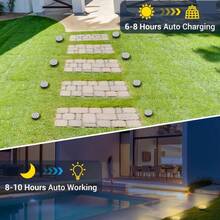 8/16 Pack Solar Ground Lights Outdoor - 8 LED Solar Disc Lights With Flat Design, Solar-Powered Pathway Lights For Garden, Lawn, Patio, Yard, Path & Landscape (Cool White & Warm White) - 16 Pack - View 5