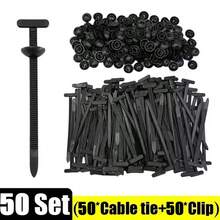 50/100个尼龙通用电缆扎带扣销和纽扣自锁固定电缆扎带电线紧固带 - 黑色 - 查看 13