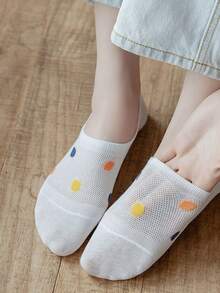 5 Pairs/Pack Women's Summer Polka Dot Print Thin Short Socks Breathable Silicone Non-Slip Invisible Boat Socks - Multicolor - View 3