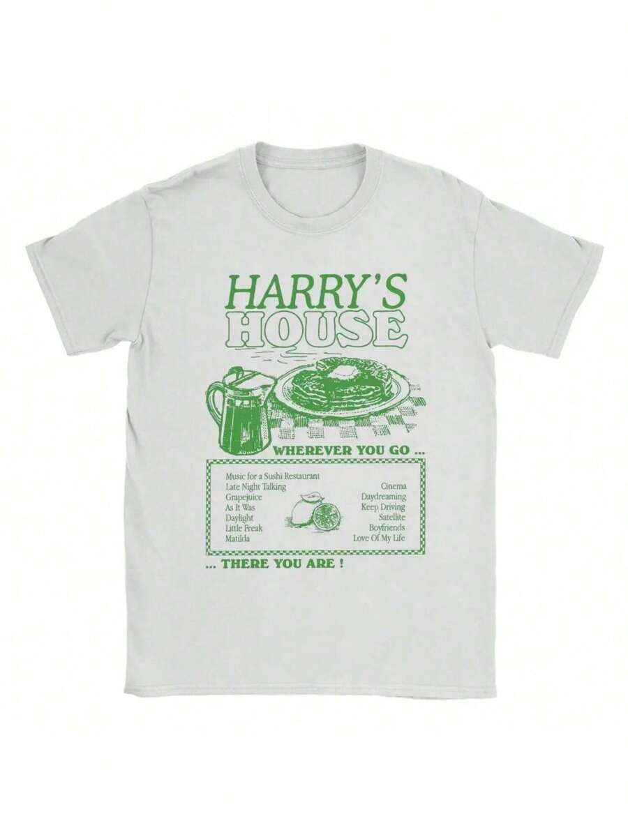 Round Neck Short Sleeve T Shirt Printing Clothing Harrys House Style Menu T-Shirts For Men Fun Cotton Tee Shirt Graphic   Premium Quality Heavyweight Shirts For Adults Kids_1 - 白色 - 查看 1