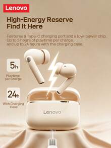 Lenovo EA230-5.4 藍牙耳機：入耳式降噪、低延遲、HD 通話、立體聲、相容多種裝置 - 櫻花白 - 查看 7
