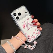 一套梅花手链+花朵字母图案TPU缓冲手机壳，适合作为情侣、女友、女儿、青少年的生日和圣诞礼物，兼容三星机型 - 無色 - 查看 2