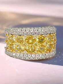 1 PC Fashion Green Cubic Zirconia Ring For Women Wedding Engagement Party Valentine's Day Gift - Silver - View 3
