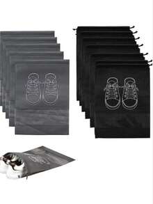 Large Travel Storage Shoe Bag 12pcs Portable Shoe Bag Dust Proof Shoe Organizer Bags For Men And Women Shoes Black Grey - Multicolor - View 1