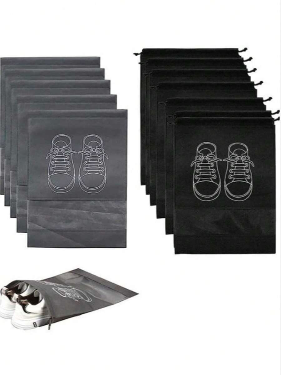 Large Travel Storage Shoe Bag 12pcs Portable Shoe Bag Dust Proof Shoe Organizer Bags For Men And Women Shoes Black Grey - Multicolor - View 1