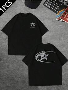 Camiseta de isle?o de Micronesia, en mezcla de algodón de alta calidad con impresión a doble cara, corte clásico, esencial, ligera y básica. - Negro - Ver 1