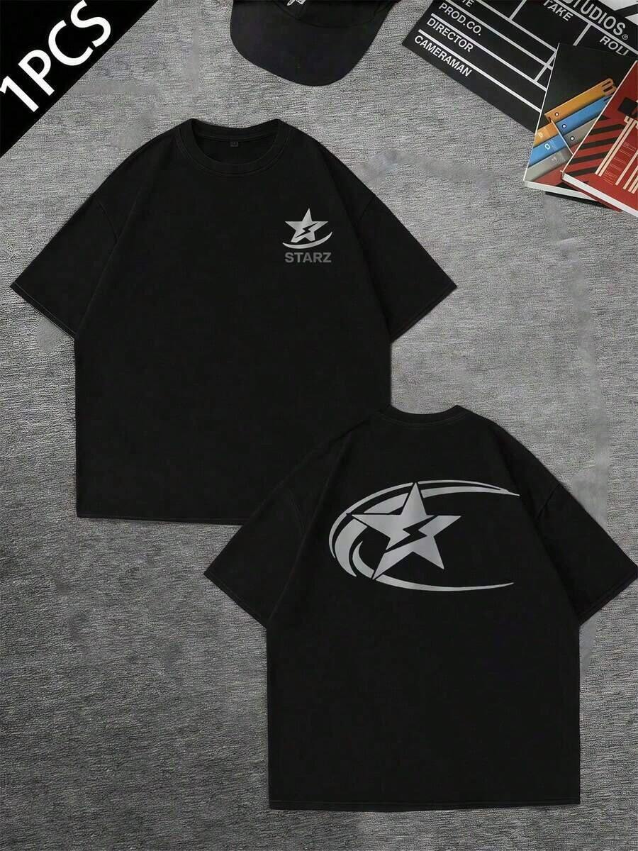 Camiseta de isle?o de Micronesia, en mezcla de algodón de alta calidad con impresión a doble cara, corte clásico, esencial, ligera y básica. - Negro - Ver 1