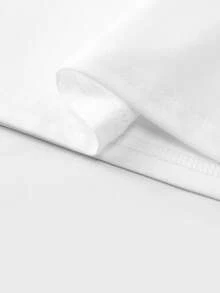 休闲可爱动物印花长袖T恤，中长款，圆领，宽松版型，优雅美式学院风，春夏白色 - 白色 - 查看 6