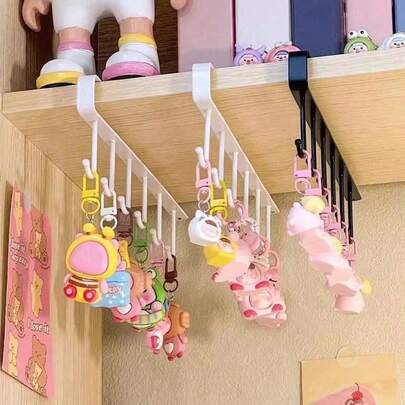 1 Giá Treo Tường Có 6 Móc, Không Cần Khoan, Giá Sắt Dùng Để Đựng Trang Sức và Phụ Kiện, Thích Hợp Để Đựng Chìa Khóa, Dây chuyền, Búp Bê, Tượng Nhỏ và Các Vật Dụng Nhỏ Khác. Lý tưởng để sử dụng tại nhà, trong phòng ngủ, tủ quần áo, trong khuôn viên trường hoặc phòng ký túc xá.