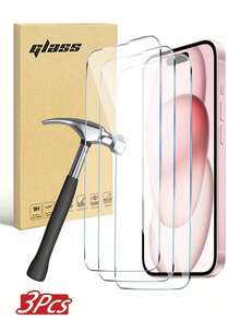 防震钢化玻璃屏幕保护膜 3片/套 高清全覆盖 兼容 17/17Pro/17ProMax/16/16Plus/15/15Pro/14Plus 疏水疏油 防刮花 易清洁 兼容手机壳 防碎裂 防油污 防指纹 春季礼物 - 無色 - 查看 26