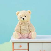 Cute Teddy Bear Statues With Knitted Sweaters, Small Resin Ornaments For Desk & Shelf - A - View 13