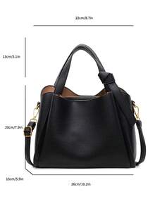 女士手提包，时尚简约商务通勤黑色单肩包 - 黑色 - 查看 8