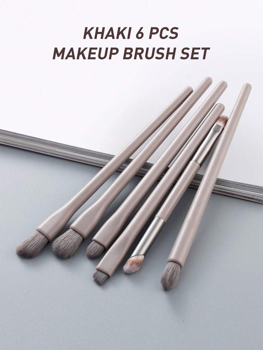 6pcs Eye Makeup Brush Set, Including Eyeliner Brush, Blending Brush, Eyeshadow Brush, Eyebrow Brush, Concealer Brush, Detail Brush, Highlighter Brush, Portable Eye Makeup Brush Kit - Multicolor - View 1