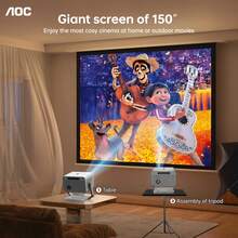 AOC Proyector con 5G WiFi6 y BT, Native 1080p y soporte 4K, 8000 Lúmenes, Corrección Automática Vertical Keystone, Pantalla de 300 Pulgadas, Compatible iOS/Android, Mini Proyector Portátil para Móvil y Hogar - Gris - Ver 8