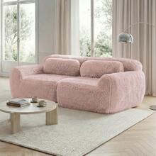 Two-Seater Sofa, Soft Fabric Upholstery, Modular Design Without A Frame, Can Be Combined As Desired, With Cushions. High-Resilience Soft Foam, Non-Slip Base, Ideal For The Living Room, Bedroom, Office, Etc. - 珊瑚橙 - 查看 9