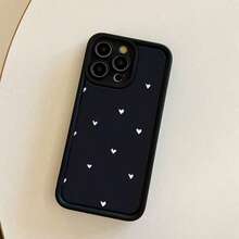 Estuche y protector de carga 4 en 1, funda de TPU suave mate negra con estampado de corazones blancos en todo el Body, protección de Body completo a prueba de golpes, compatible con iPhone 11, 12, 13, 13 Pro Max, 14 Pro Max, 15, 15 Pro, 15 Plus, 15 Pro Max, 16, 16 Pro, 16 Plus, 16 Pro Max, 17 Air - Multicolor - Ver 5