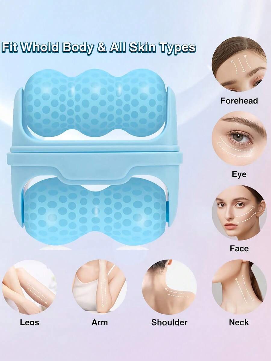 2pcs Face Ice Roller, 2-In-1 Cold Relaxing Massage Roller For Face And Eyes - Multicolor - View 1