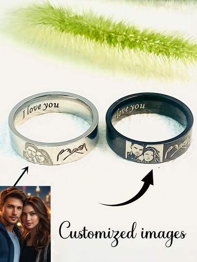 Anéis Personalizados de Aço Inoxidável de Moda Customizados - Gravados e Duráveis, Tornando-os o Presente Perfeito para Aniversários, Aniversários, Unissex, Personalizado, Único, Customizado, Namorado, Namorada, Família, Amigos, Aniversários, Dia dos Namorados, Dia das Mães, Aniversários, Dia dos Pais, Formatura, Casamentos, Tornando-o um Presente Ideal para Aniversários, Aniversários ou Casamentos para Ele ou Ela