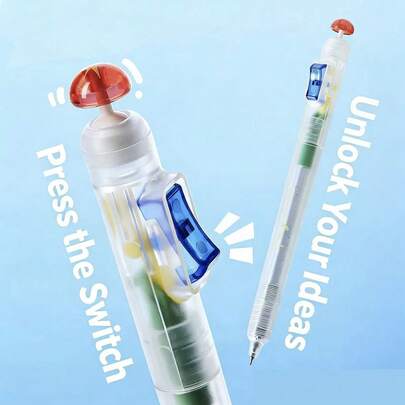 Relax Switch Pen For Exam Prep - Fidget Clicker Gel Pen 0.5mm Smooth Writing, Anti-Anxiety Study Tool For University Students, Ins Aesthetic Brush Question Pen With Quick-Dry Ink