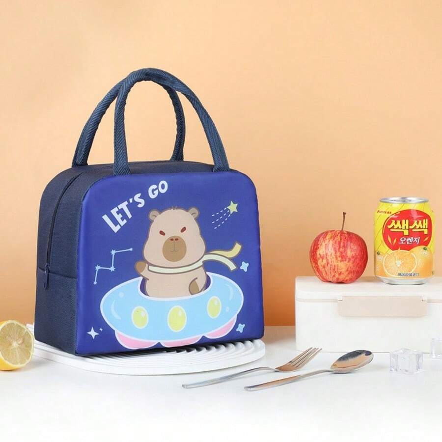 Thermal Lunch Bag With Animal Design For Boys And Girls At School - Chuột lang nước xanh đậm - Xem 1