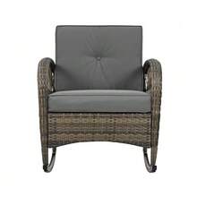 Rattan Balcony Set (3-Piece), Grey Cushions, Load Capacity 160 Kg - Grey - View 9