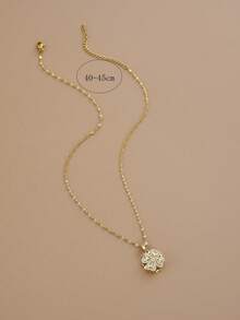 1 pieza Collar de acero inoxidable con trébol de cuatro hojas de circonita cúbica giratorio de moda para mujeres, joyería dorada, collar dorado, adecuado para verano, vacaciones, fiesta en la playa, regalo, para amante, para amigo, uso diario - Amarillo Oro - Ver 3