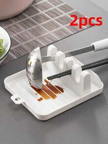1 pieza/2 piezas Reposadera de cuchara de PP, Soporte para cuchara de sopa, Almohadilla para cuchara, Soporte compartido para cucharas, Estera aislante del calor, Utensilio de cocina - Multicolor - Ver 7