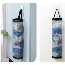1pc Wall-Mounted Trash Bag Holder, Drawstring Design Shoe Storage Bag, Kitchen Plastic Bag Organizer Net Bag - View 9
