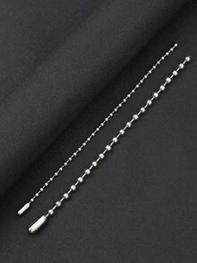 2件套不锈钢珠链手链，时尚简约设计，男士款 - 銀色 - 查看 2