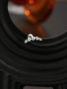 1 Pc Single Row Pattern Flat Head Piercing 925 Sterling Silver Classic Drop Earring 18K Gold Plated For Women Daily Wear Party Anniversary Valentine's Day Wedding Bridal Jewelry - Silver - View 4