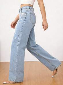 Quần jeans ống đứng Mobula Sound Casual Elegant Cute dành cho nữ, đa năng cho mùa xuân/hè, phù hợp cho các dịp thường nhật, dự tiệc, nghỉ mát, mặc hàng ngày, du lịch, sân bay. - Màu xanh lam - Xem 3