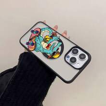 Genial cocodrilo azul andando en patineta con pájaro.funda de teléfono Fundas compatibles con ,Apple,VIVO,OPPO,,, y Honor.Fabricadas en silicona TPU,ofrecen protección contra golpes y caídas. - Negro - Ver 5