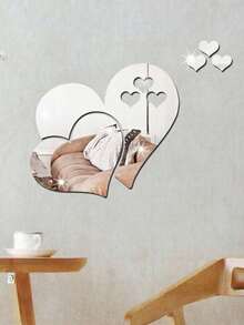 1套3D创意镜面心形极简主义墙贴 - 銀色 - 查看 6